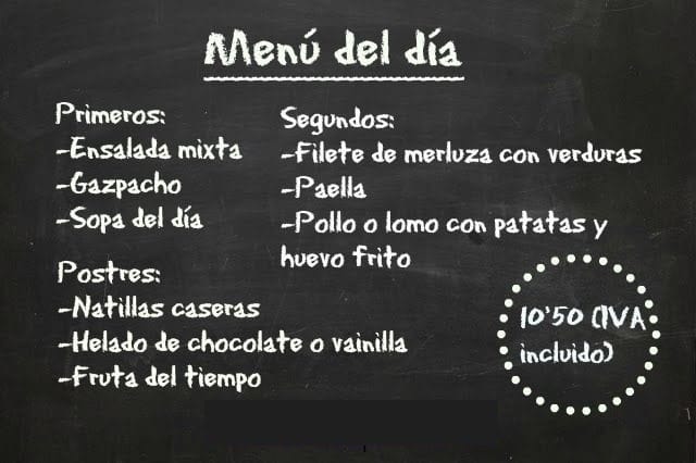 Meny del día in Spain
