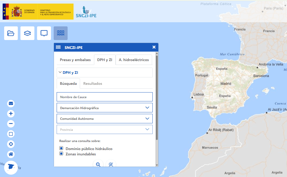 Search Floods Risk Areas in Spain